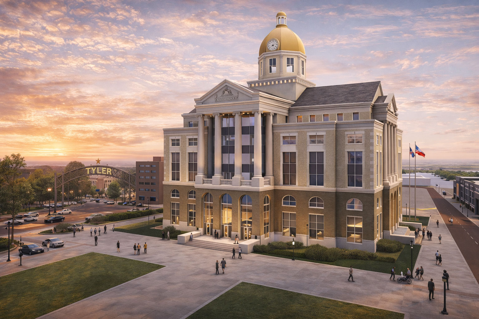 mockup of the downtown new courthouse in tyler texas - artist rendering